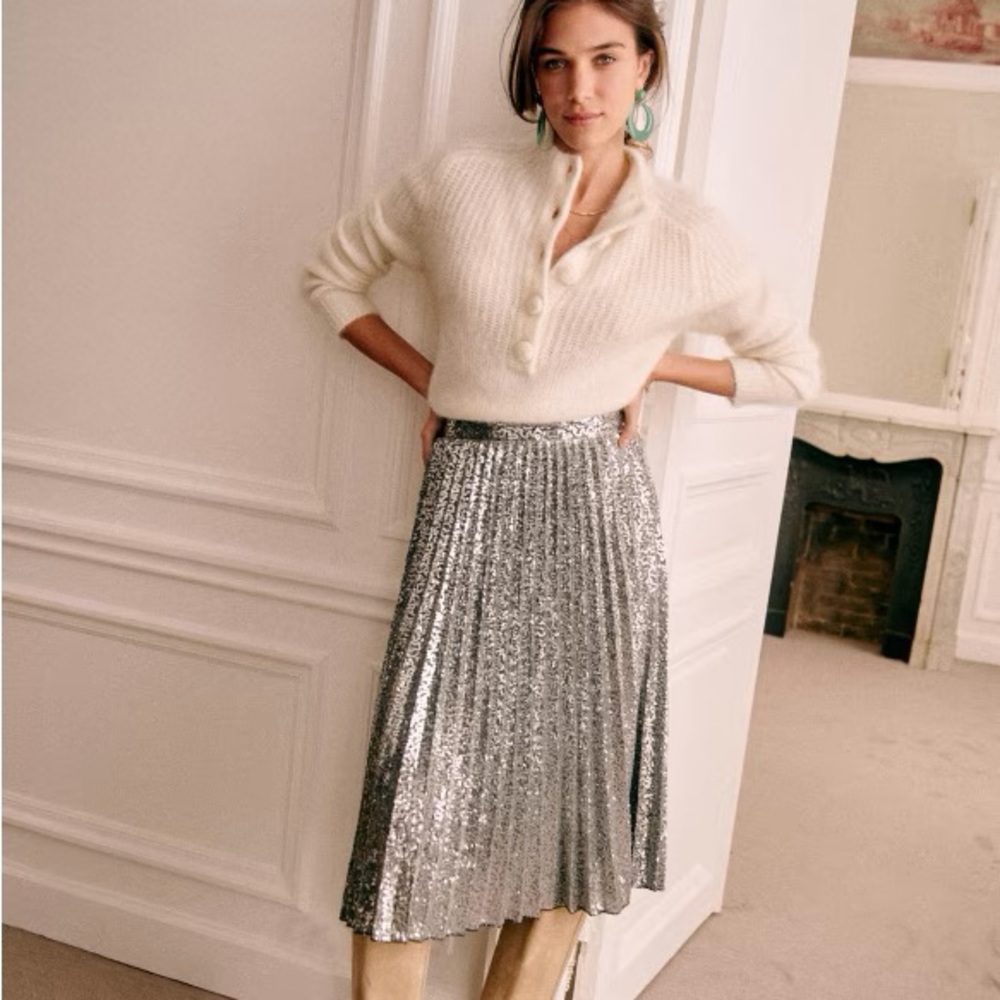 New Sezane Dino Skirt in Silver